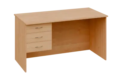 CPL 18 - 14Z13 stůl kancelářský, 3-zásuvkový, levý, dřevěná podnož, deska 18 mm, široký 1400 mm, javor horský